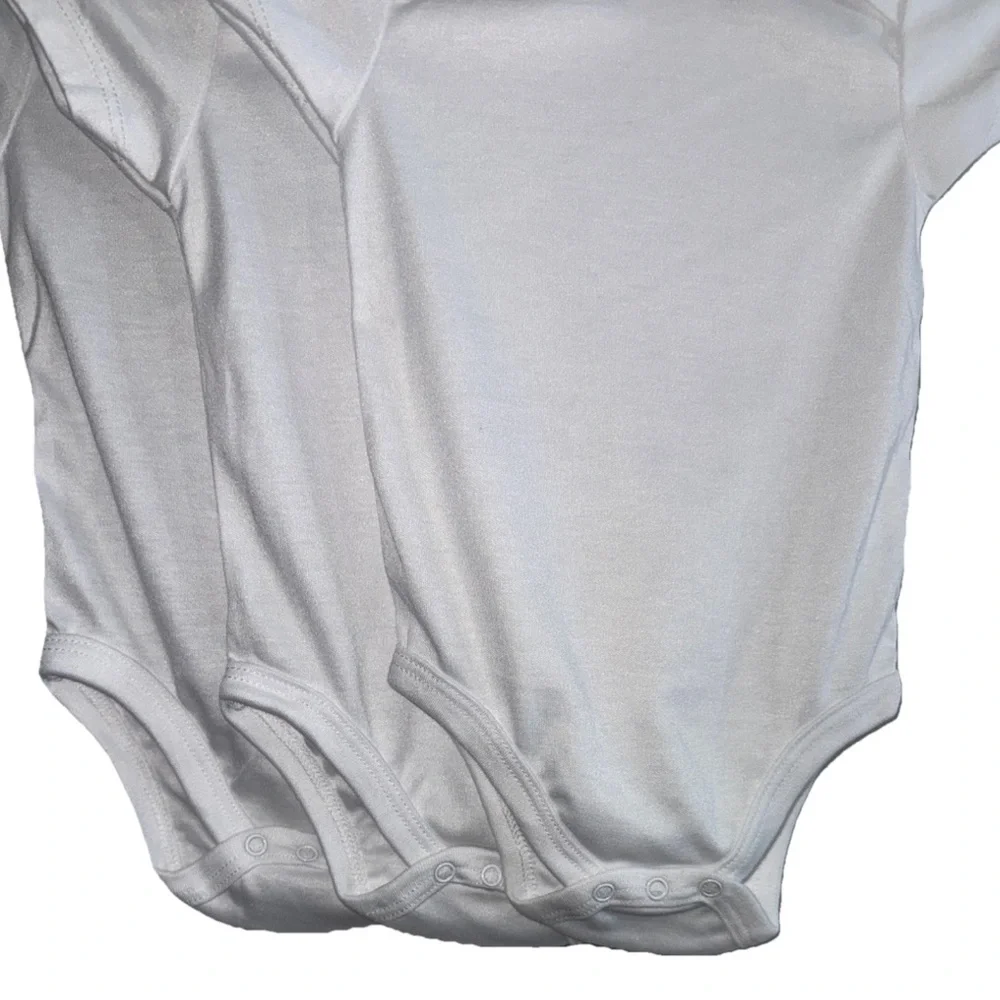 Baby One-Piece Bodysuit (3-Pack) Classic White 3-6 Months NEW